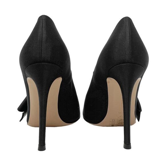 Gianvito Rossi Kyoto Black Satin Bow Pointed Toe Pumps 37 - Picture 5 of 9